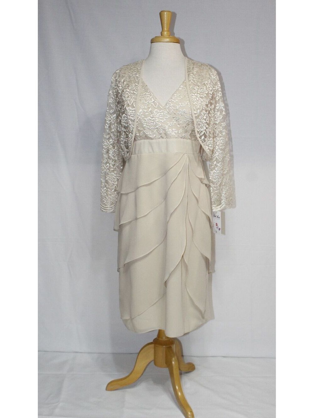 JJ Fashion #8723-Women's Short Formal Dress-SIZE S-Champagne-NEW